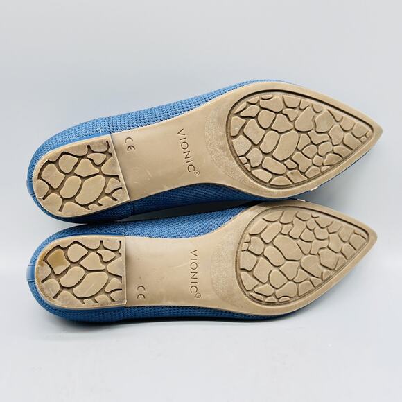 Vionic Shoes Womens 7 Blue Knit Dahlia Ballet Flats Pointed Toe Slip On Comfort - Picture 9 of 12